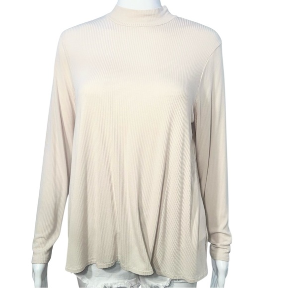 Luxe Mock-Neck Rib-Knit Swing Top NWOT - Picture 1 of 8